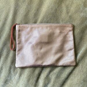 Leah Lerner Rose Gold Leather Clutch Wristlet